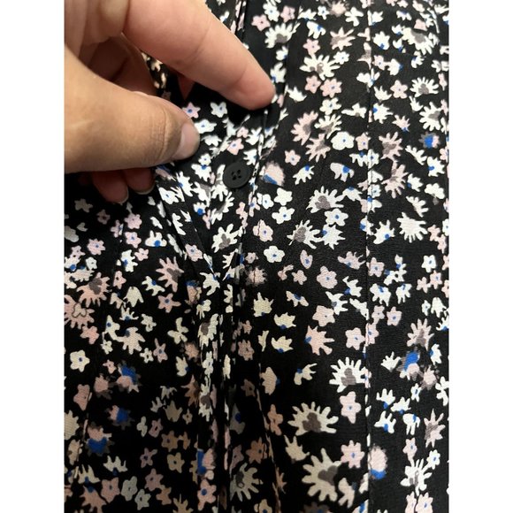 Rebecca Taylor Black Floral Print Sleeveless Mini Dress Size 4 - Picture 7 of 10